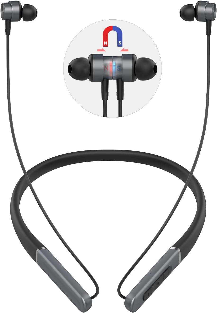 MORMOQUE Neckband Bluetooth Headphones,Wireless Earbuds with Magnetic Switch,Built-in Microphone Earphone,40H Playtime,ENC+IPX5 Waterproof HD Bass,for Sports/Running/Gym/Travel,Compatible iOS/Android